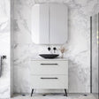 Nevada Plus Vanity 900mm Centre White Gloss Above Counter Basin SilkSurface Top On Legs (NEVP-V-900-C-SSA-L)