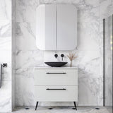 Nevada Plus Vanity 900mm Centre White Gloss Above Counter Basin SilkSurface Top On Legs (NEVP-V-900-C-SSA-L)