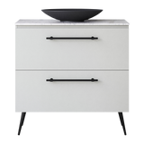 Nevada Plus Vanity 900mm Centre White Gloss Above Counter Basin SilkSurface Top On Legs (NEVP-V-900-C-SSA-L)