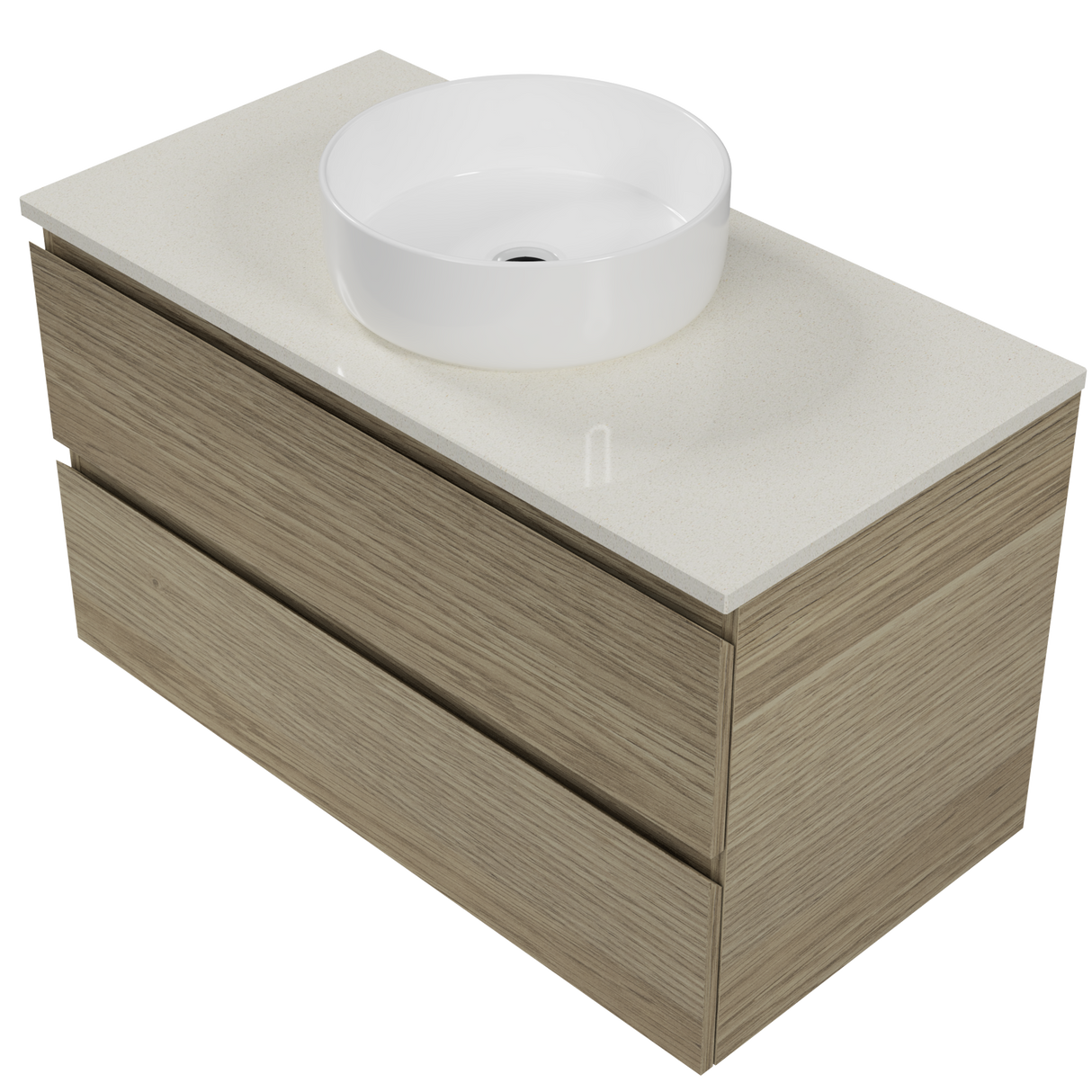 Nevada Plus Vanity 900mm Centre White Gloss Above Counter Basin SilkSurface Top Wall hung (NEVP-V-900-C-SSA-W)