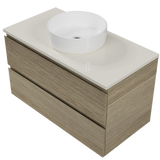 Nevada Plus Vanity 900mm Centre White Gloss Above Counter Basin SilkSurface Top Wall hung (NEVP-V-900-C-SSA-W)