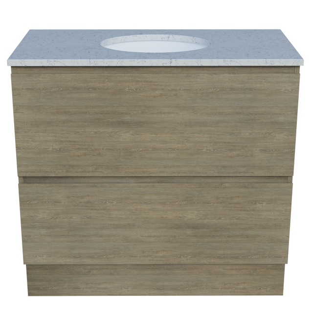 Nevada Plus Vanity 900mm Centre White Gloss Under Counter Basin SilkSurface Top Floor standing (NEVP-V-900-C-SSU-F)