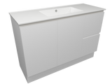 Nevada Quickship Vanity 1200mm White Satin Centre Bowl 1 Tap Hole Alpha Top Floor standing (NEVQ-V-1200-C-APH-F)
