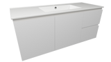 Nevada Quickship Vanity 1200mm White Satin Centre Bowl 1 Tap Hole Alpha Top Wall hung (NEVQ-V-1200-C-APH-W)