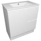 Nevada Quickship Vanity 750mm White Satin Centre Bowl 1 Tap Hole Alpha Top Floor standing (NEVQ-V-750-C-APH-F)