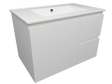 Nevada Quickship Vanity 750mm White Satin Centre Bowl 1 Tap Hole Alpha Top Wall hung (NEVQ-V-750-C-APH-W)
