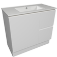 Nevada Quickship Vanity 900mm White Satin Centre Bowl 1 Tap Hole Alpha Top Floor standing (NEVQ-V-900-C-APH-F)