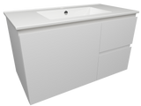 Nevada Quickship Vanity 900mm White Satin Centre Bowl 1 Tap Hole Alpha Top Wall hung (NEVQ-V-900-C-APH-W)