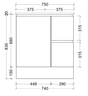 Nevada quickship cabinet only 750mm centre bowl floor standing