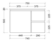 Nevada quickship cabinet only 750mm centre bowl wall hung
