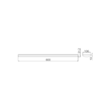 A line drawing of a rectangular bar with dimensions labeled
