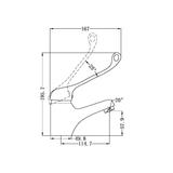 A line drawing of Nero Tapware Classic Care Basin Mixer Chrome