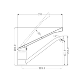 A line drawing of Nero Tapware Classic Care Sink Mixer Extended Handle Chrome