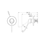 A line drawing of Nero Tapware Classic Care Shower Mixer Chrome