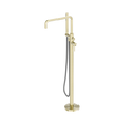 An image of Nero Tapware Zen SS316L Freestanding Bath Mixer With Outdoor Shower Hose Brushed Gold