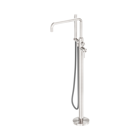 An image of Nero Tapware Zen SS316L Freestanding Bath Mixer With Outdoor Shower Hose Brushed Nickel