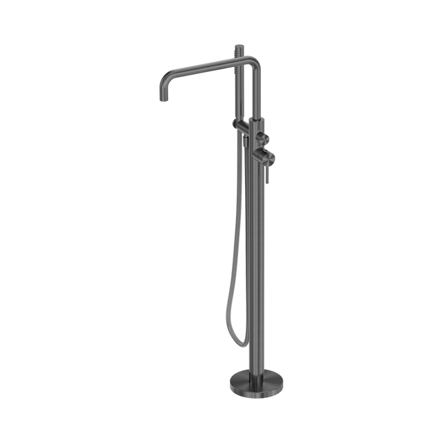 An image of Nero Tapware Zen SS316L Freestanding Bath Mixer With Outdoor Shower Hose Graphite