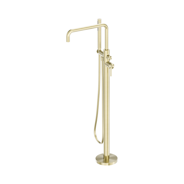 An image of Nero Tapware Zen SS316L Freestanding Bath Mixer Brushed Gold