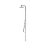 An image of Nero Tapware Zen SS316L Outdoor Freestanding Shower Column Brushed Nickel
