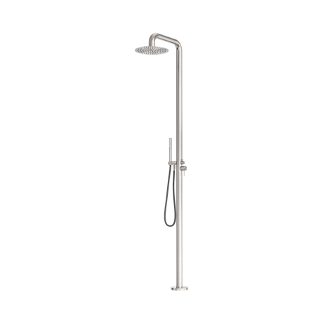 An image of Nero Tapware Zen SS316L Outdoor Freestanding Shower Column Brushed Nickel
