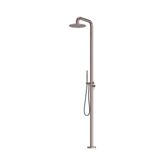 An image of Nero Tapware Zen SS316L Outdoor Freestanding Shower Column Brushed Bronze
