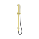 An image of Nero Tapware Zen SS316L Shower Rail With Outdoor Shower Hose Brushed Gold