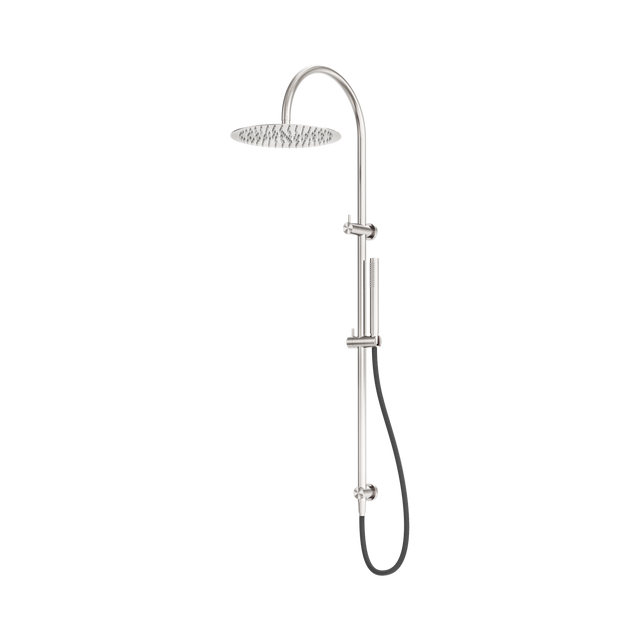 An image of Nero Tapware Zen SS316L Twin Shower With Outdoor Shower Hose Brushed Nickel