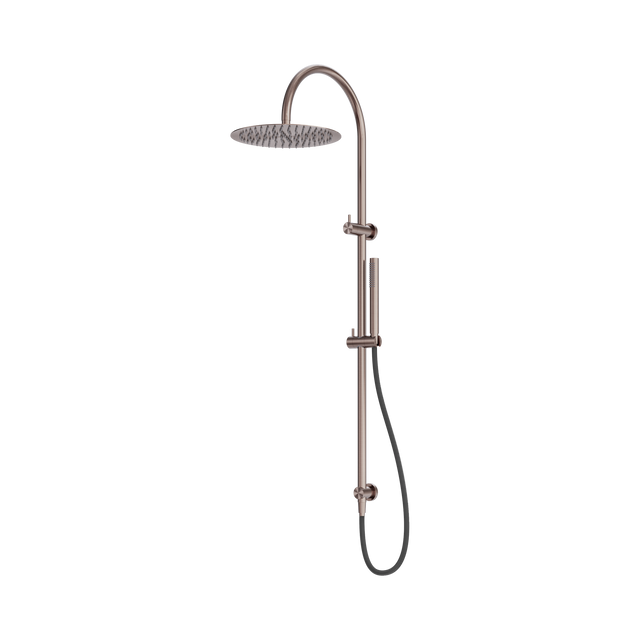 An image of Nero Tapware Zen SS316L Twin Shower With Outdoor Shower Hose Brushed Bronze