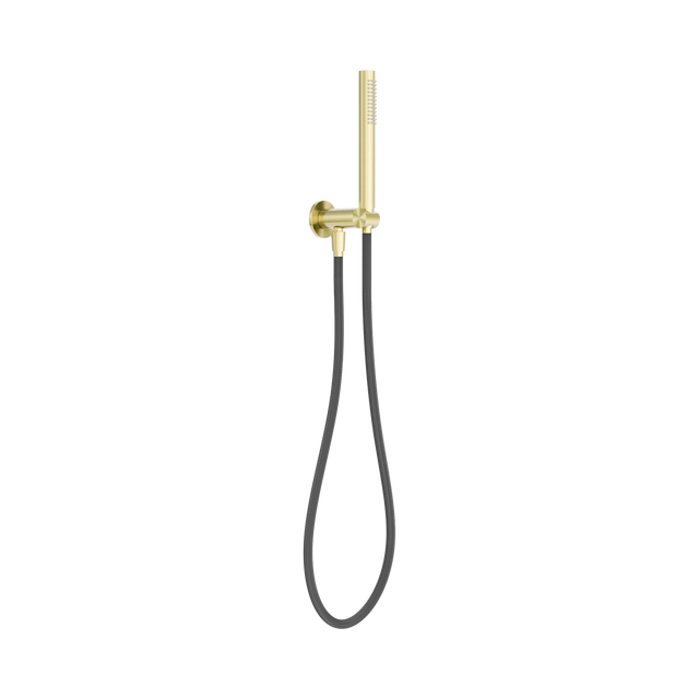 An image of Nero Tapware Zen SS316L Shower On Bracket With Outdoor Shower Hose Brushed Gold