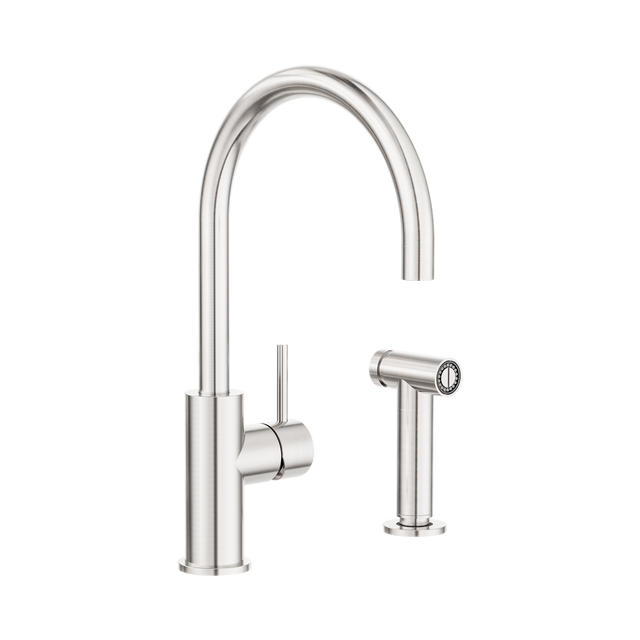 An image of Nero Tapware Zen SS316L Kitchen Mixer With Hand Spray Brushed Nickel