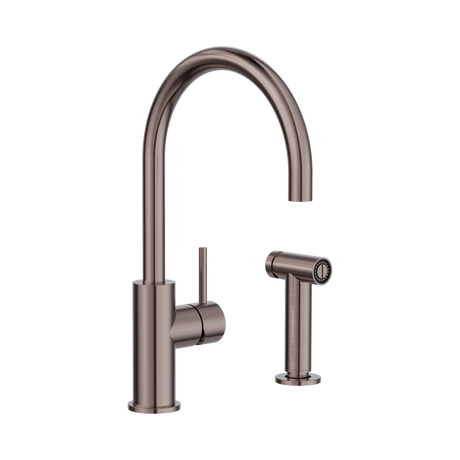 An image of Nero Tapware Zen SS316L Kitchen Mixer With Hand Spray Brushed Bronze