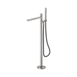 An image of Nero Tapware Pure SS316L Freestanding Bath Mixer With Outdoor Shower Hose Brushed Nickel