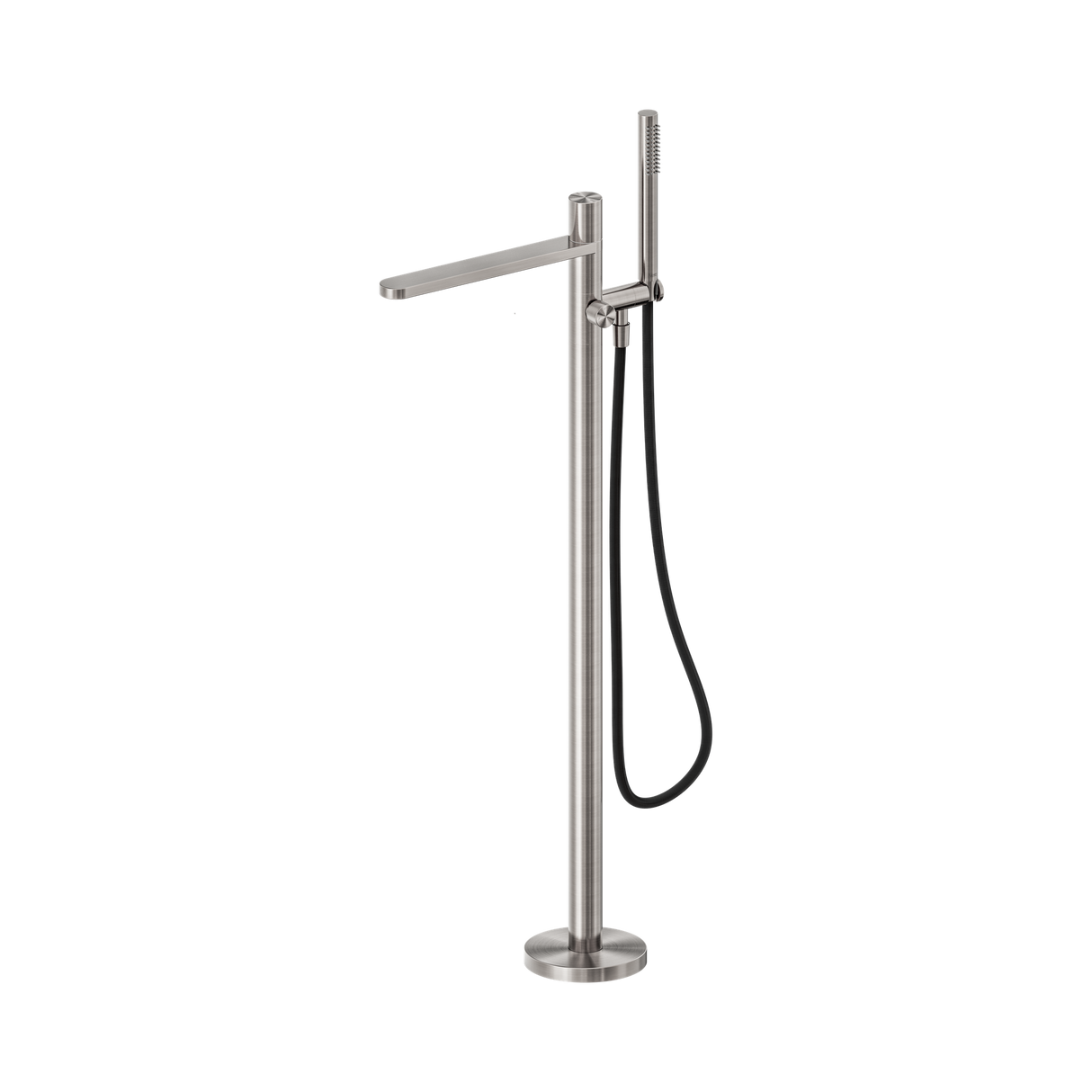 An image of Nero Tapware Pure SS316L Freestanding Bath Mixer With Outdoor Shower Hose Brushed Nickel