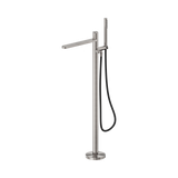 An image of Nero Tapware Pure SS316L Freestanding Bath Mixer With Outdoor Shower Hose Brushed Nickel
