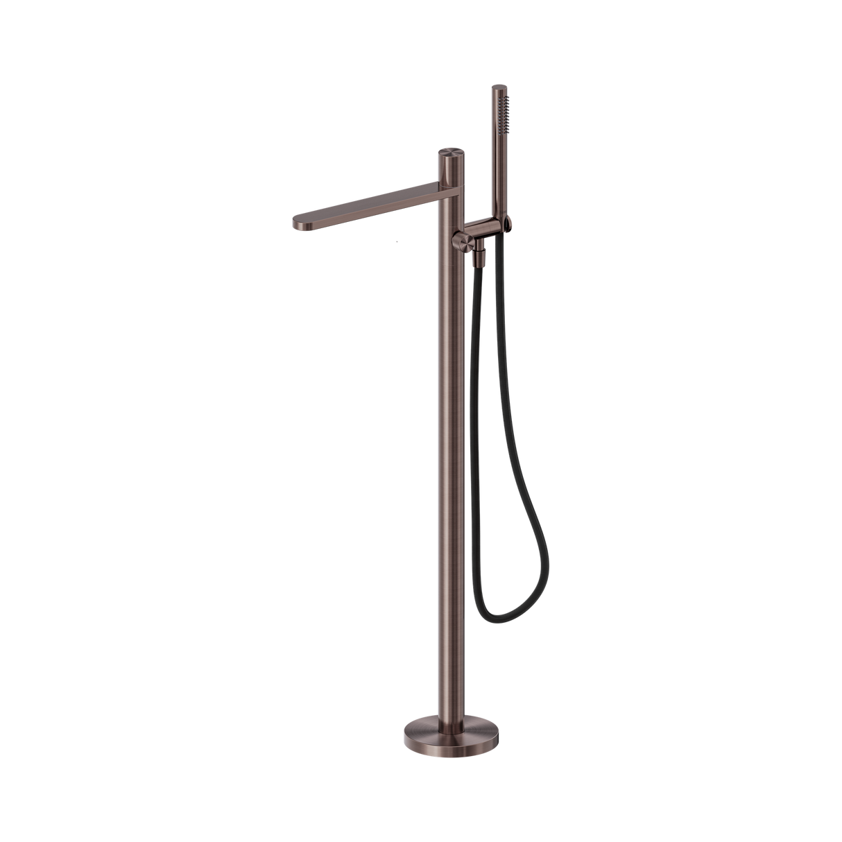 An image of Nero Tapware Pure SS316L Freestanding Bath Mixer With Outdoor Shower Hose Brushed Bronze