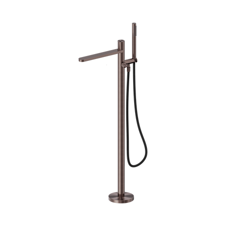An image of Nero Tapware Pure SS316L Freestanding Bath Mixer With Outdoor Shower Hose Brushed Bronze