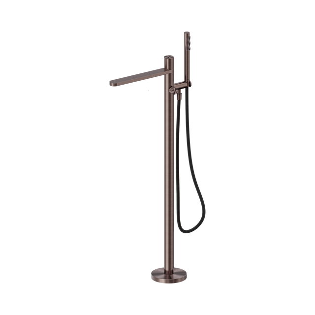 An image of Nero Tapware Pure SS316L Freestanding Bath Mixer With Outdoor Shower Hose Brushed Bronze