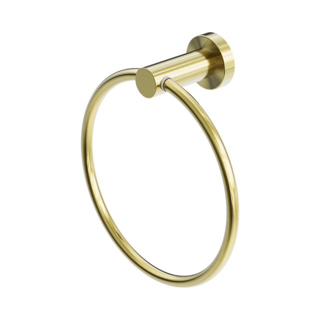 An image of Nero Tapware Mecca Hand Towel Ring Brushed Gold