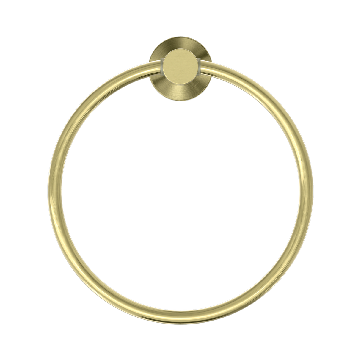 An image of Nero Tapware Mecca Hand Towel Ring Brushed Gold