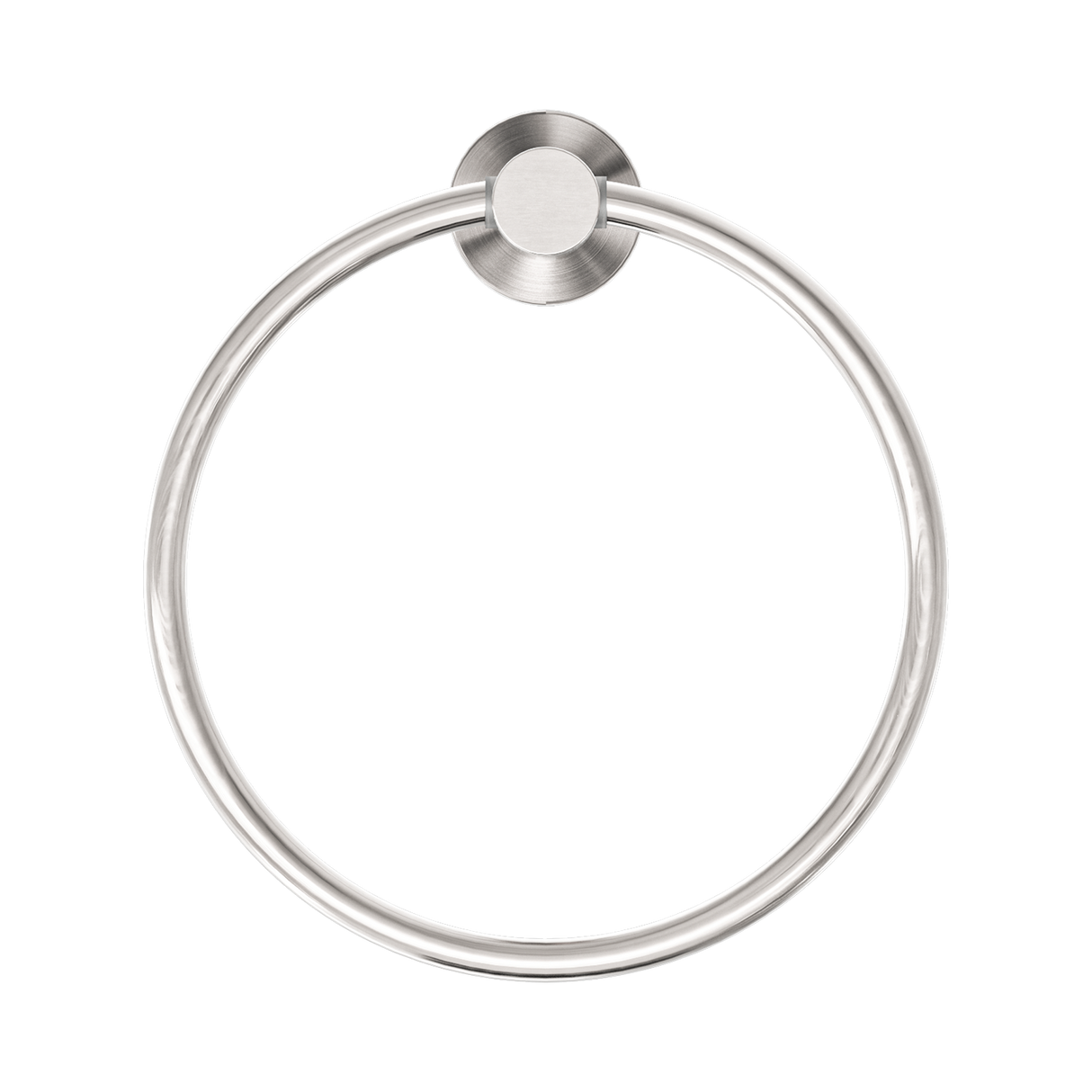 An image of Nero Tapware Mecca Hand Towel Ring Brushed Nickel