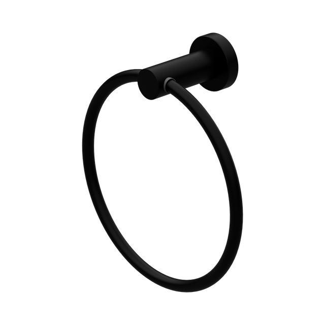 An image of Nero Tapware Mecca Hand Towel Ring Matte Black