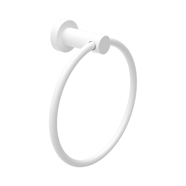 An image of Nero Tapware Mecca Hand Towel Ring Matte White