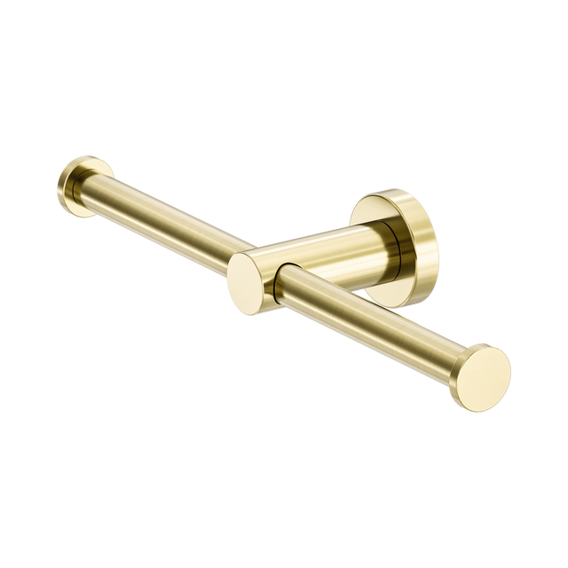 An image of Nero Tapware Mecca Double Toilet Roll Holder Brushed Gold