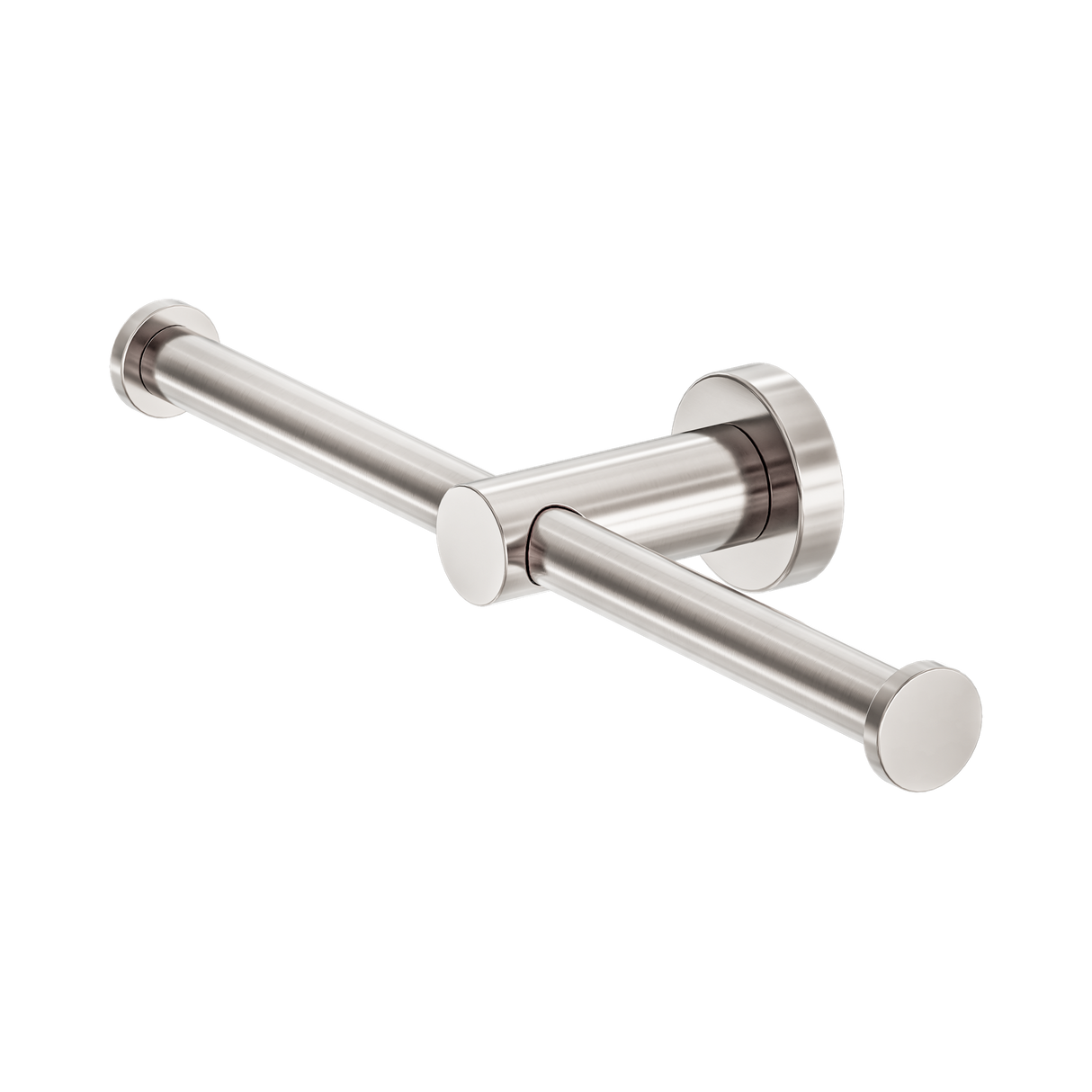 An image of Nero Tapware Mecca Double Toilet Roll Holder Brushed Nickel