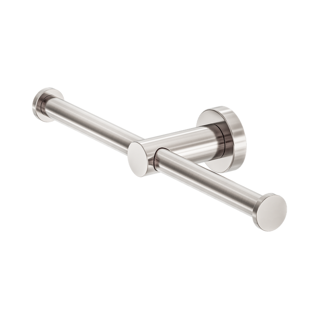 An image of Nero Tapware Mecca Double Toilet Roll Holder Brushed Nickel