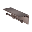 An image of Nero Tapware Mecca Double Toilet Roll Holder With Shelf Brushed Bronze