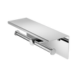 An image of Nero Tapware Mecca Double Toilet Roll Holder With Shelf Chrome