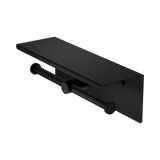 An image of Nero Tapware Mecca Double Toilet Roll Holder With Shelf Matte Black