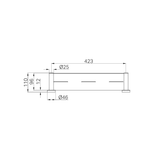 A line drawing of Nero Tapware Mecca Metal Shower Shelf Brushed Gold