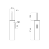 A line drawing of Nero Tapware Mecca Toilet Brush Holder Chrome